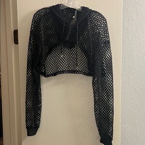 Stylish Black Mesh Crop Top